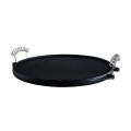 Reversible Double-Sided Round Cast Iron Griddle Pan for BBQ